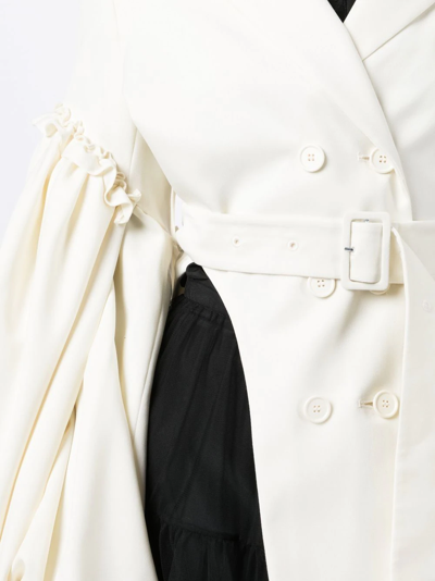 Shop Simone Rocha Belted Double-breasted Blazer In White