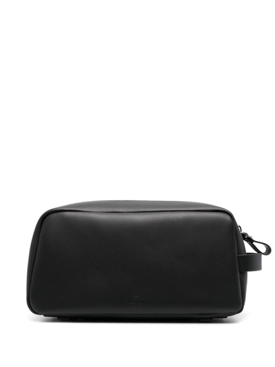 Shop Valentino Logo-print Leather Wash Bag In Black