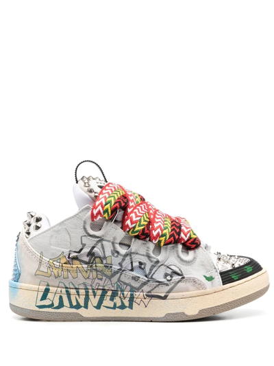 Shop Lanvin Curb Low-top Sneakers In Grey
