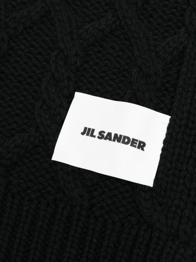 Shop Jil Sander Logo Patch Knit Scarf In Black