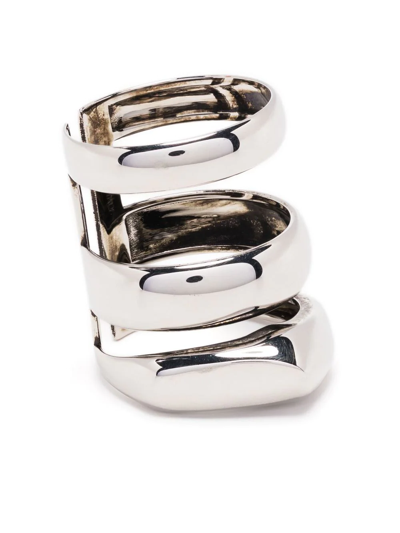 Shop Alexander Mcqueen Short Stacked Ring In Silver