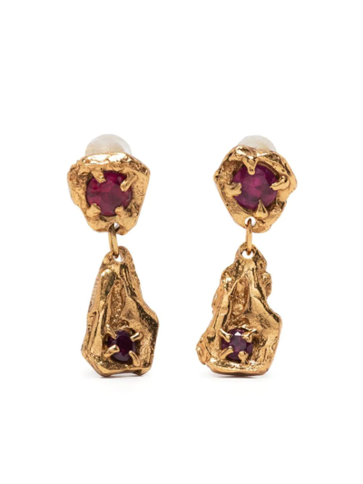 Shop Loveness Lee Gold-plated Ruby Drop Earrings