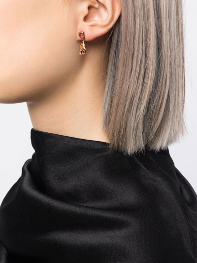 Loveness Lee Gold-plated Ruby Drop Earrings In Gold