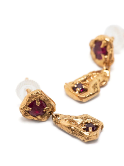 Loveness Lee Gold-plated Ruby Drop Earrings In Gold