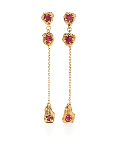 Shop Loveness Lee Naha Ruby Drop Earrings In Gold