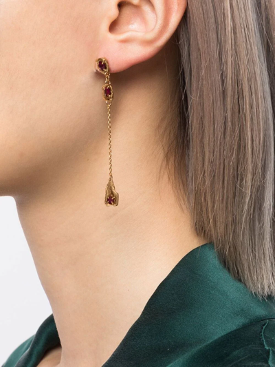 Loveness Lee Naha Ruby Drop Earrings In Gold