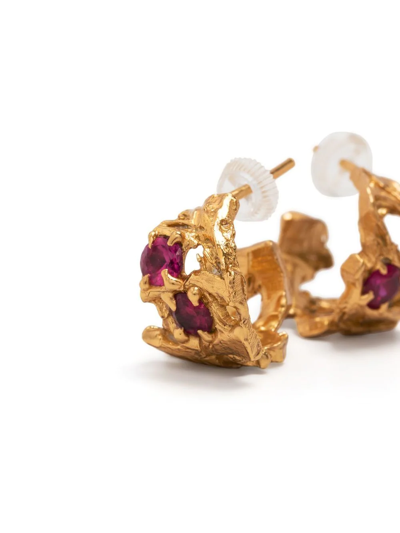 Shop Loveness Lee Dila Ruby Earrings In Gold