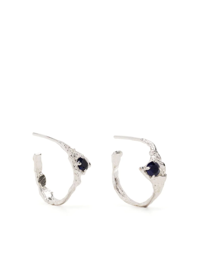 Shop Loveness Lee Half-hoop Gemstone Earrings In Silver
