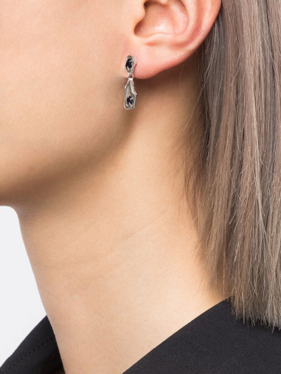 Shop Loveness Lee Dia Sapphire Drop Earrings In Silver