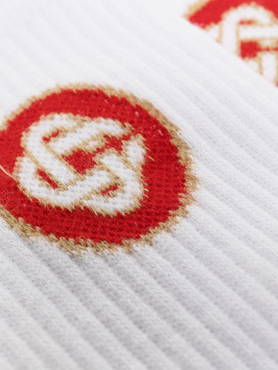 Shop Casablanca Intarsia-knit Logo Socks In White