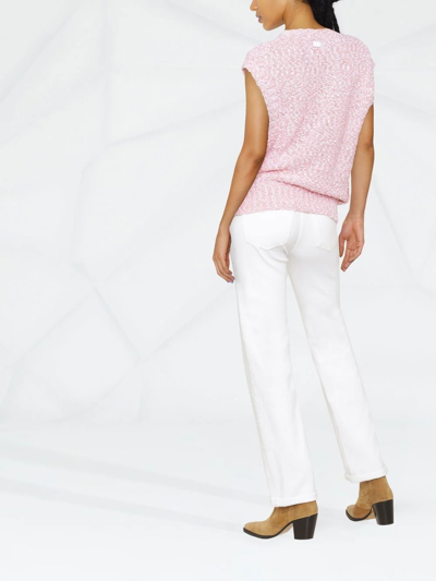 Ferragamo Knitted Cotton Bouclã© Top In Pink