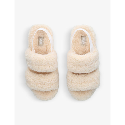 Shop Ugg Oh Fluffita Logo-strap Sheepskin Sandals In Cream