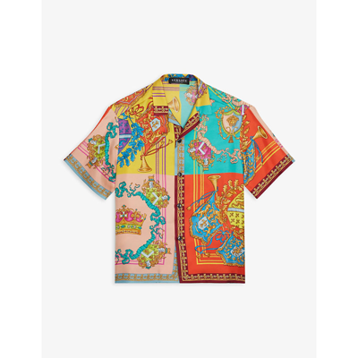 Shop Versace Graphic-print Silk Shirt 8-14 Years In Multi-coloured
