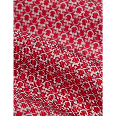 Shop Ferragamo Laccio Geometric-pattern Silk Tie In Rosso/rosa