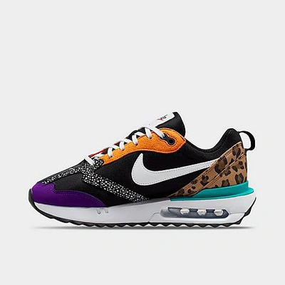 Shop Nike Women's Air Max Dawn Se Patchwork Animal Print Casual Shoes In Black/white/habanero Red/electro Purple