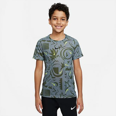 Shop Nike Boys' Allover Print Dri-fit Training Top In Smoke Grey/black