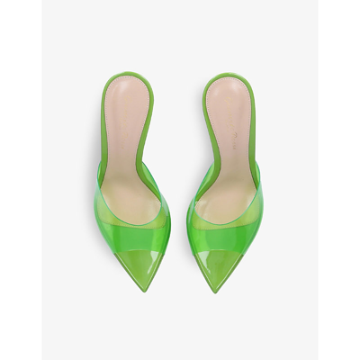 Shop Gianvito Rossi Betty Platform Leather And Pvc Mules In Green