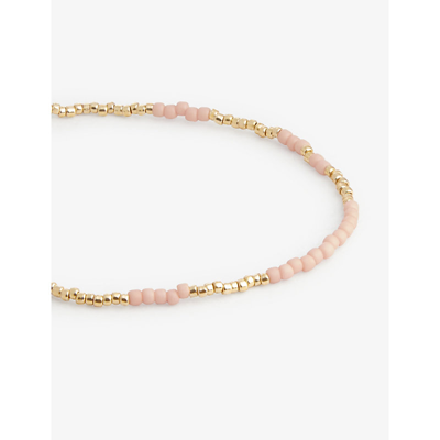 Shop Anni Lu Womens Soft Rose Asym 18ct Yellow Gold-plated Brass And Glass Bead Bracelet