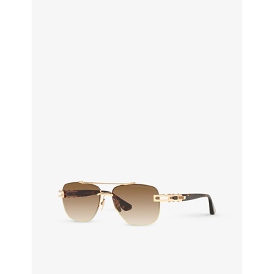 Shop Dita Women's Gold Dts138-a-02-z Grand-evo One Square-frame Titanium Sunglasses