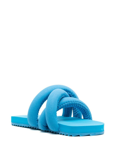 Shop Yume Yume Tume Yume Womans Vegan Leather Padded Slide Sandals In Light Blue