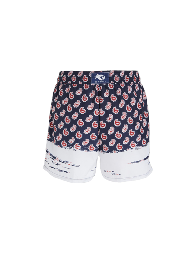 Shop Etro Navy Blue Swim Shorts With Placed Paisley Print In Blu Navy
