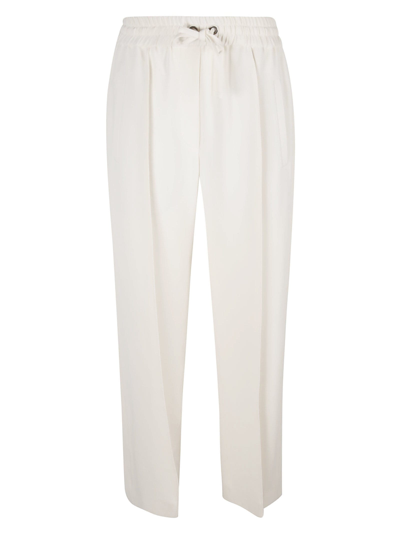 Shop Brunello Cucinelli Drawstring Waist Straight Leg Plain Track Pants In Pure White