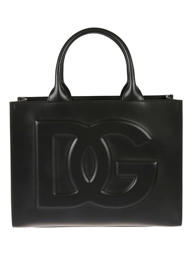 Shop Dolce & Gabbana Logo Embossed Tote In Black