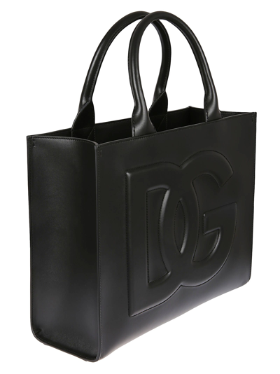 Shop Dolce & Gabbana Logo Embossed Tote In Black