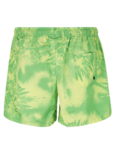 Shop Marcelo Burlon County Of Milan Kaleidoscope Wings Swim Shorts In Green/lime
