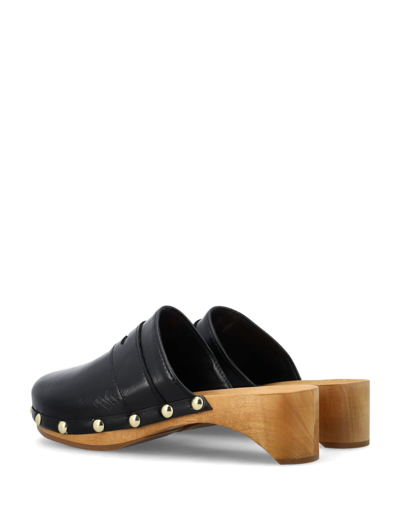 Shop By Far Hans Gloss Leather Clogs In Black