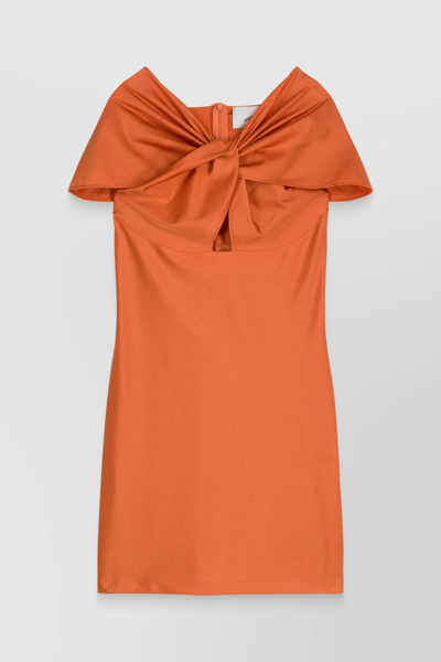 Shop Coperni Iconic Cut Out Jersey Dress In Orange