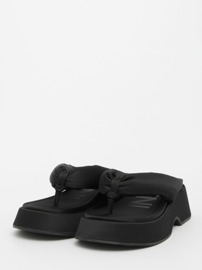 Shop Ganni Padded Thong Sandals In Black