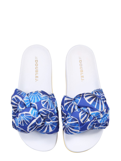 Shop La Doublej Braid Slide Sandals In Blue