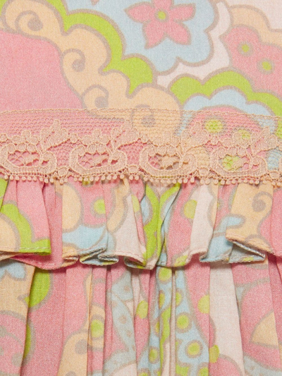 Gucci Paisley Patterned Cotton Shirt Dress With Lace Inserts In Pink