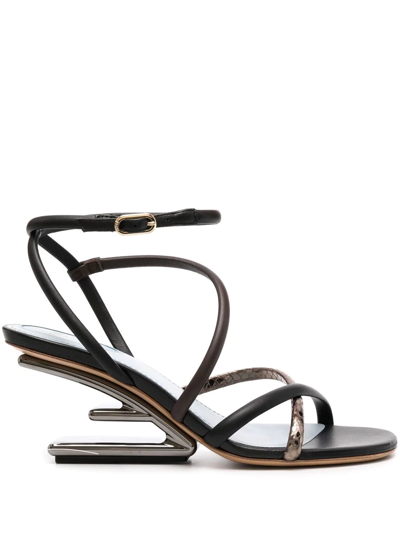 Fendi First 85mm Strappy Sandals In Black
