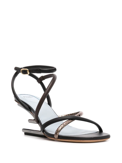 Fendi First 85mm Strappy Sandals In Black