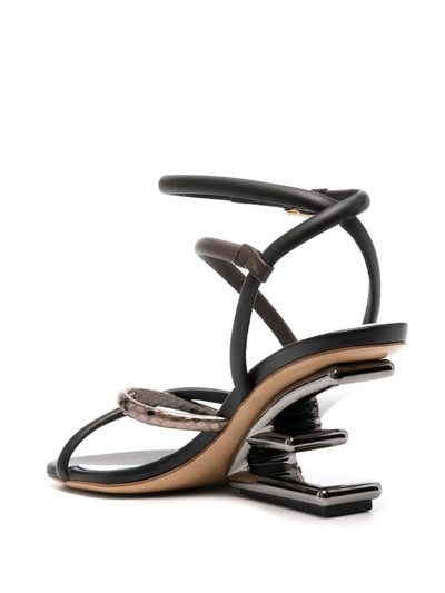 Fendi First 85mm Strappy Sandals In Black