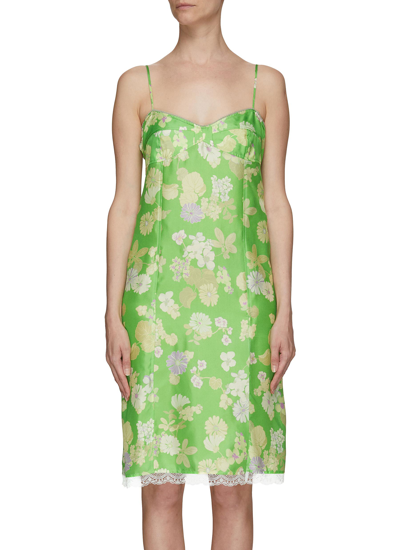 Shop Meryll Rogge Floral Print Mini Slip Dress In Green