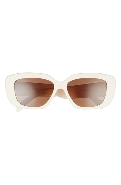 Shop Celine Triomphe 55mm Rectangular Sunglasses In Ivory / Brown