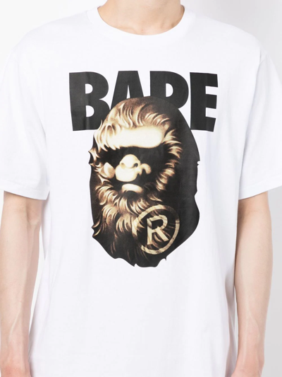 Shop A Bathing Ape Graphic Logo-print Cotton T-shirt In Weiss