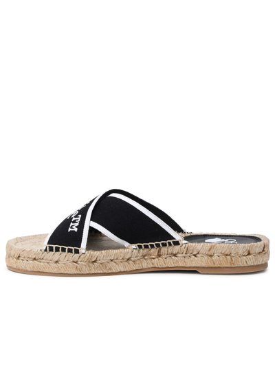 Shop Off-white Black Cotton Espadrille Sandals