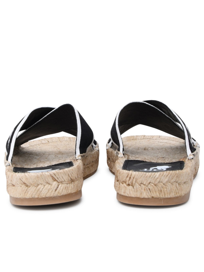 Shop Off-white Black Cotton Espadrille Sandals