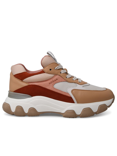 Shop Hogan Multicolor Leather Blend Hyperactive Sneaker In Beige