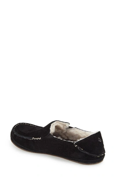 Shop Olukai Nohea Nubuck Slipper In Black Suede