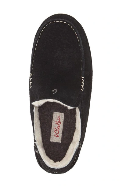 Shop Olukai Nohea Nubuck Slipper In Black Suede