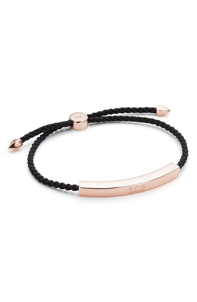 Shop Monica Vinader Friendship Bracelet In Black/ Rose Gold