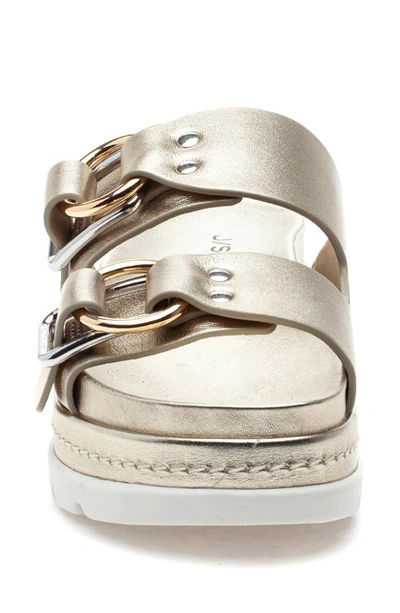 Shop Jslides Baha Slide Sandal In Light Gold Metallic Leather
