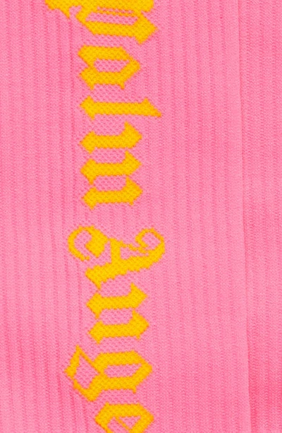 Shop Palm Angels Classic Logo Rib Socks In Fuschia/ Fluo Yellow