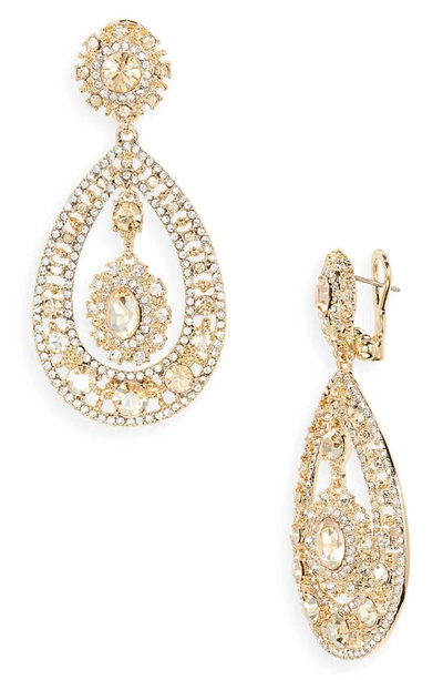 Shop Marchesa Pavé Crystal Filigree Teardrop Earrings In Gold/ Goldtonal