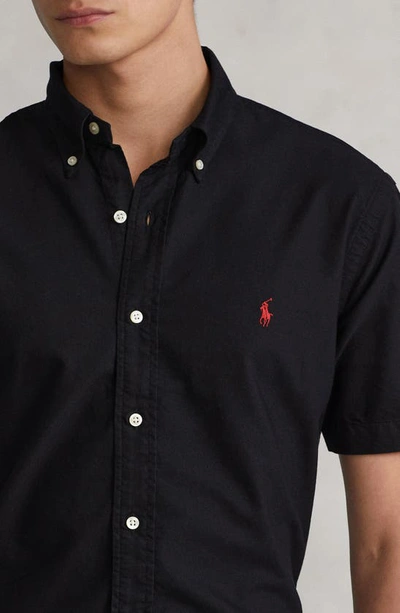 Shop Polo Ralph Lauren Classic Oxford Short Sleeve Button-down Shirt In Polo Black